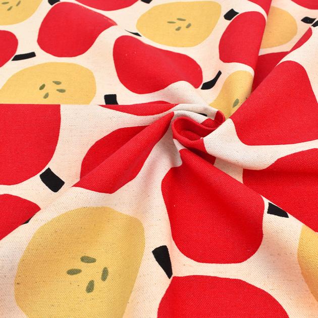 昭和レトロポップ アニマル柄 鳥 りんご 家 木柄 綿 生地 布 ハンドメイド ときめきフレンズ☆昭和レトロアニマル生地『シーチングプリント