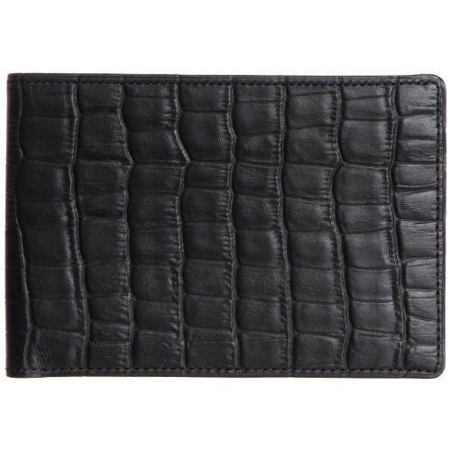 68 以上節約 スインリー 財布 メンズ 二つ折り 薄型 クロコダイル 型押し 日本製 ブラック