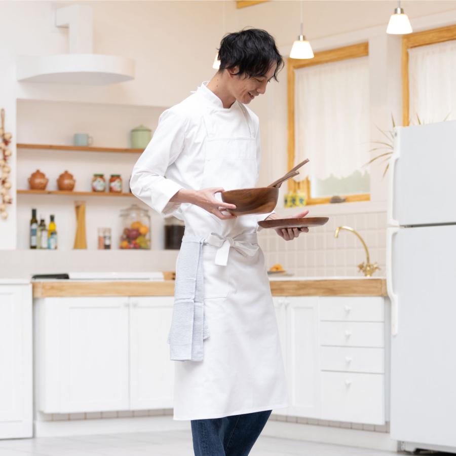 コック エプロン 白 綿100％ 胸当て 首掛け 前掛け 調理 白衣 業務用