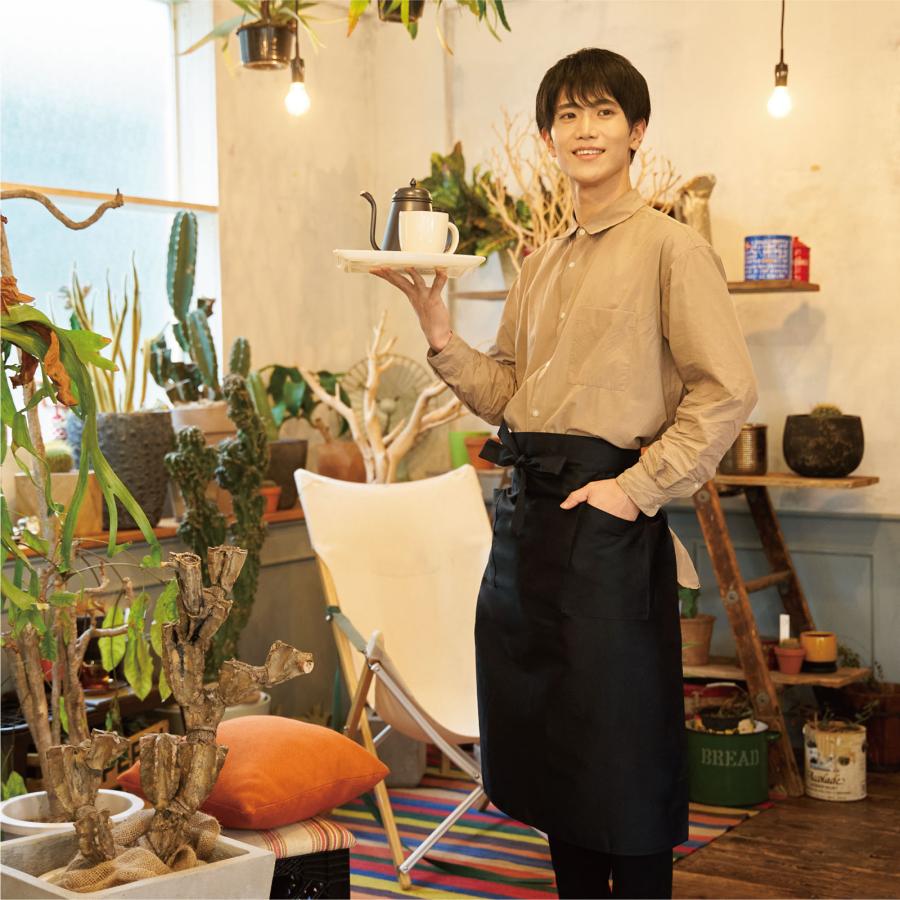 エプロン 黒 前掛け タオルループ メンズ ソムリエエプロン ロング丈