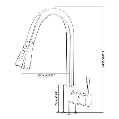 キッチン蛇口 シャワー 混合水栓 キッチン用水栓 シングルレバー ハンドシャワー キッチン用混合栓シャワー 引き出しホース付き 伸縮 360度回転 冷｜mya-bussan｜02