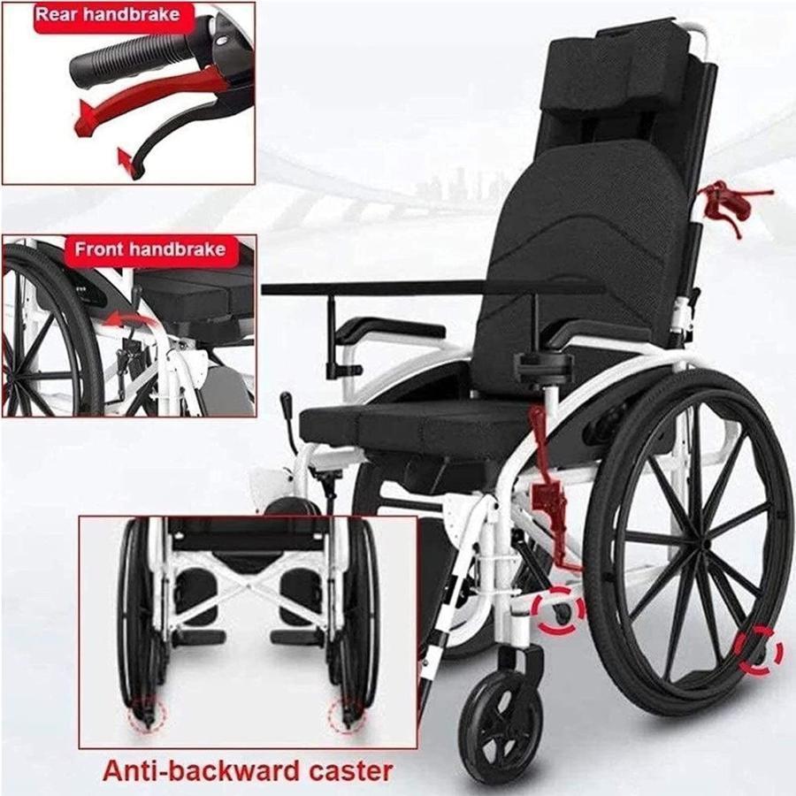 車椅子 車いす 折畳み 軽量 コンパクト 大人用 自走式車椅子 手動車椅子 4輪歩行器 耐荷重100kg 折りたたみ式 リクライニング車椅子 アシストプッシュスクーター｜mya-bussan｜03