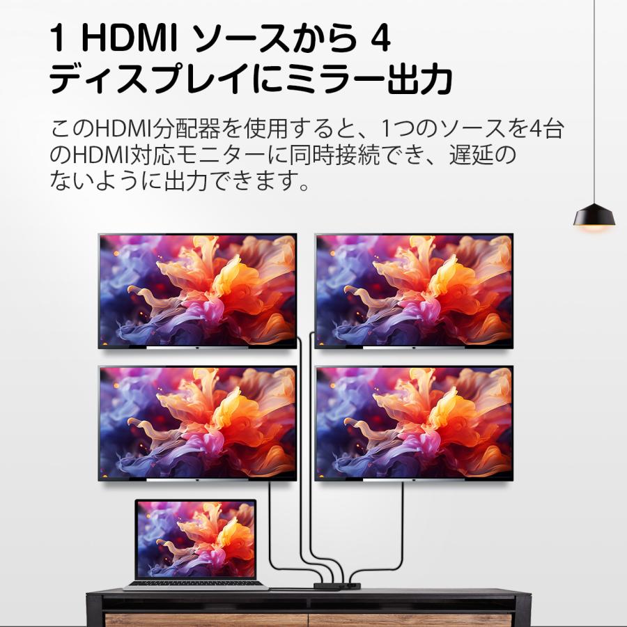 XTRONS HDMI分配器 スプリッター 1入力 4出力 車載映像分配器 ビデオ