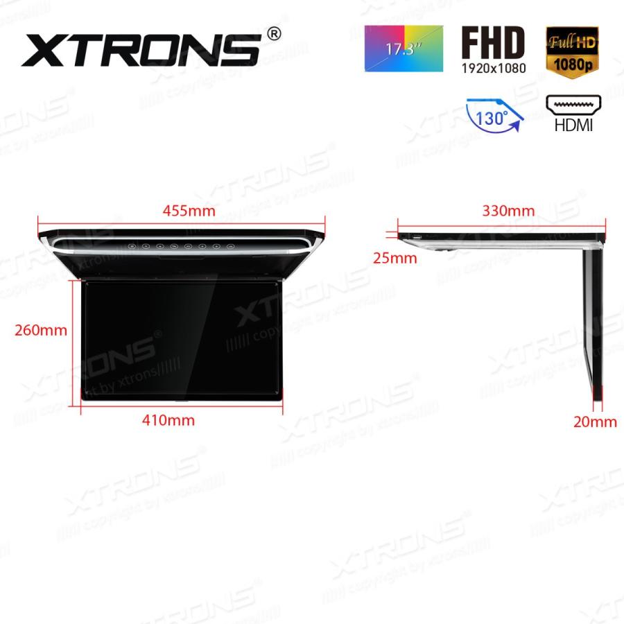 （CM173HD）XTRONS 17.3インチ 大画面 フリップダウンモニター 16:9 FHD 1920x1080 解像度 超薄 HDMI対応 1080Pビデオ対応 外部入力 ドア連動 USB・SD｜mycarlife-jp｜05