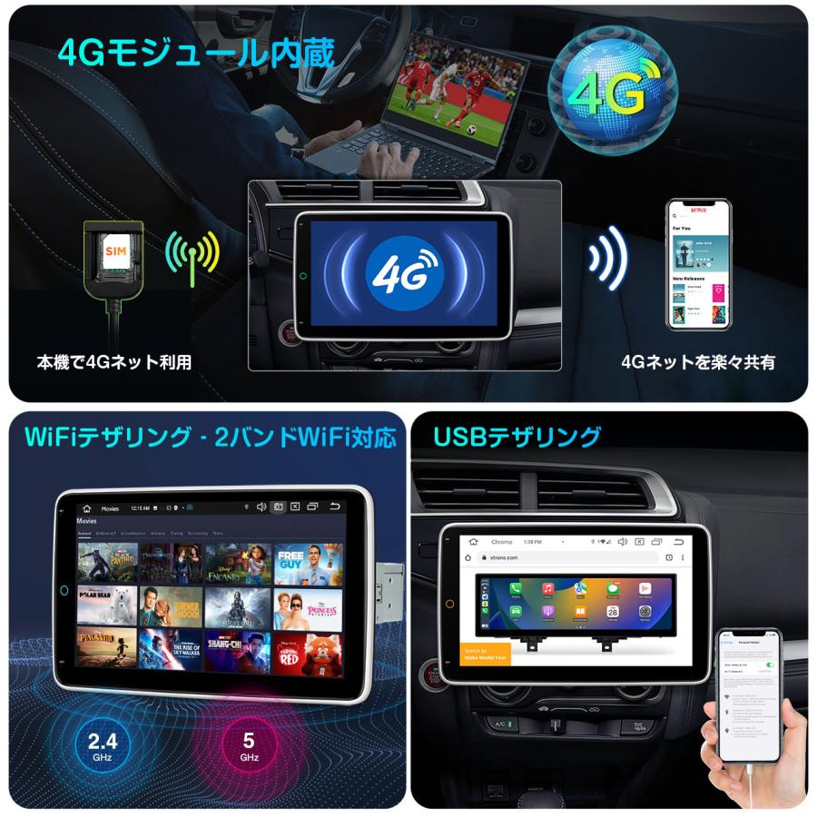 値下げ！ディスプレイオーディオ 10インチ 1din4コア 4G+64G IYING ディスプレイオーディオ 10インチ 2din 4コア 4G+64G