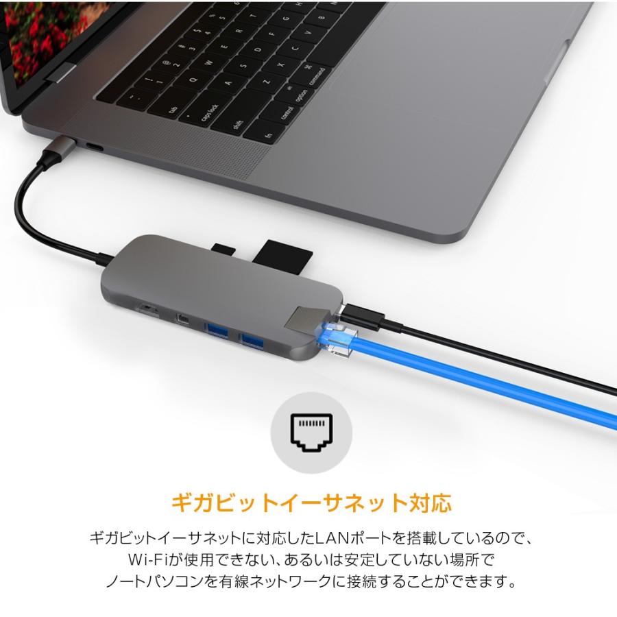 USB Type C hub ハブ HyperDrive 8in1 SLIM USB-C Hub 急速充電可能 高速データ転送 4K高画質 LANケーブル 薄型 HYPER++ ハブ テレワーク 在宅勤務｜mycaseshop｜06