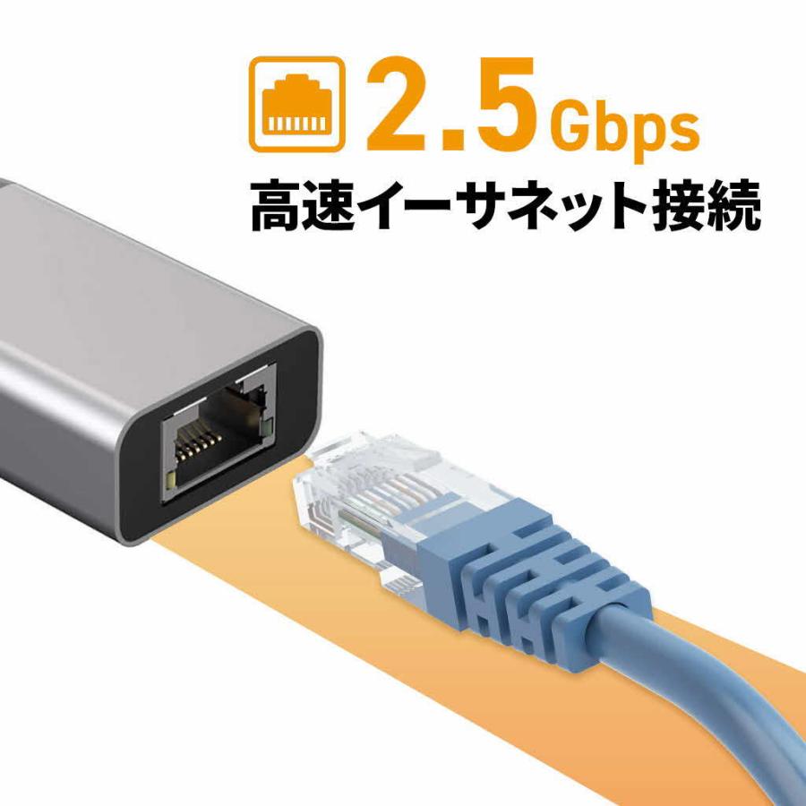 usb-c ethernet アダプタ HyperDrive USB-C to 2.5Gbps Ethernet アダプタ [ type-c 有線LAN 高速イーサネット Works With Chromebook認証 ]｜mycaseshop｜03