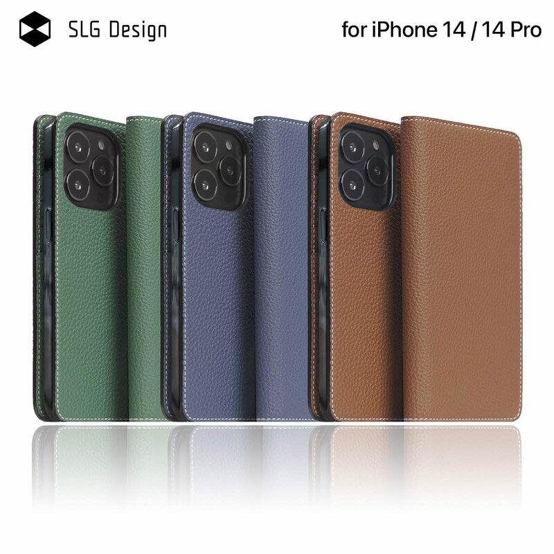 SLG Design iPhone 14 Pro ケース 手帳型 本革 レザー Hybrid Grain 
