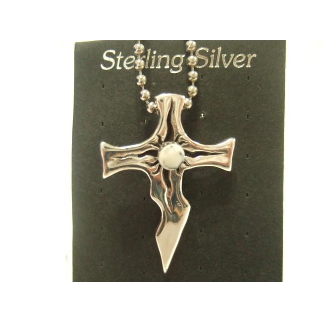 横浜最新 シルバーSILVER925銀ペンダントクロス♪魅惑のホワイト 