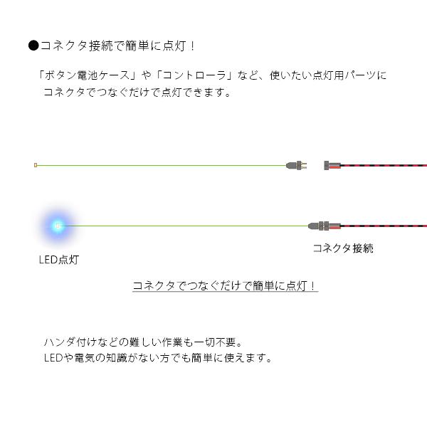 チップＬＥＤランプ　青（高輝度）　ロングサイズ250ｍｍ　【極細リード線＆コネクタ付】｜mycraft｜03