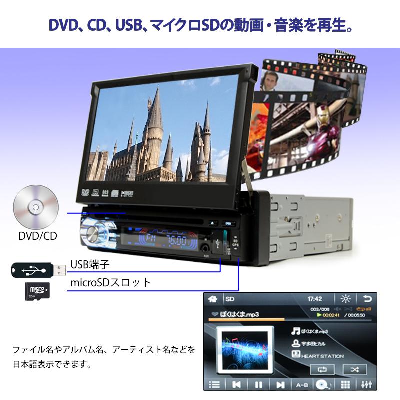 1DIN 車載用DVDプレーヤー 本体 車載 DVDプレーヤー 1DIN 7インチ タッチパネル ディスプレイ