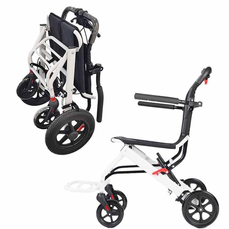 超軽量コンパクト介助用車椅子 折り畳み式 介助ブレーキ付き白 KG01 超軽量 車いす 折りたたみ コンパクト おしゃれ 介助 介護 外出 旅行