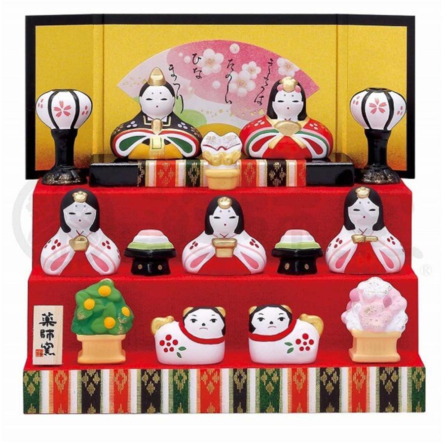 ひな人形 かわいい おひなさま お雛様 雛人形 錦彩 花かざり雛三段飾り 雛祭 インテリア 縁起物 置物 ひな祭り 飾り 人気 雛飾り 初節句