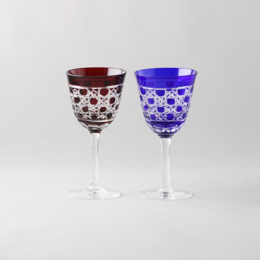 楽天1位 江戸切子 籠目 カットn 3 ワイングラスペア ルリ アカ 赤ワイン 白ワイン 兼用 酒 ギフト プレゼント 還暦祝い 男性 定年退職 記念品 男性 激安ブランド Kuljic Com