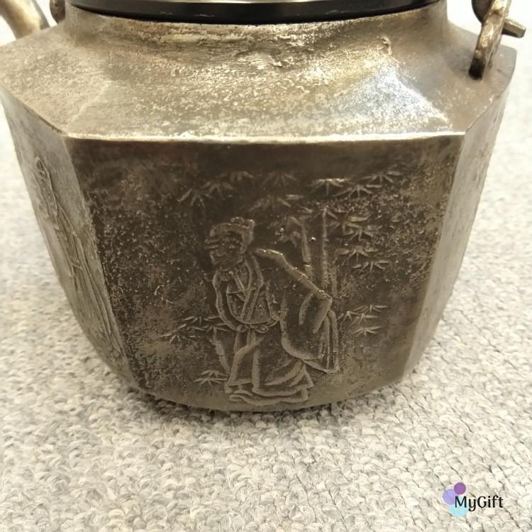 砂鉄 急須 瓶 鉄瓶 清末作 共箱 未使用 AZ912 砂鉄 急須 瓶 鉄瓶 清末