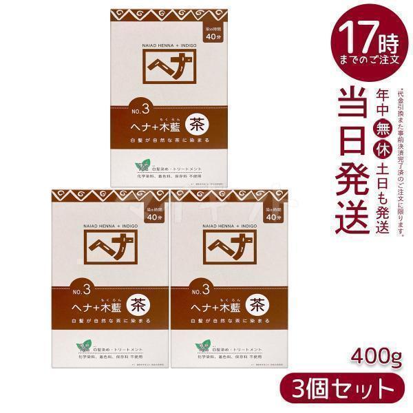 naiad（ナイアード） ヘナシリーズ 白髪染め No.3 ヘナ+木藍 茶 400g 3