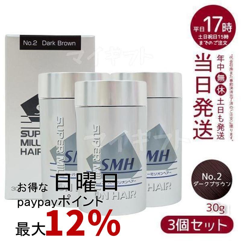 ルアン スーパーミリオンヘアー 30g No.2 ダークブラウン 3個セット 髪 頭 分け目 つむじ ボリューム ふりかけ（Yahoo!・マイギフト ヤフー店）