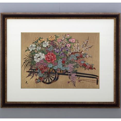 額 パネル 花車 金箔アート 絵画 玄関 飾る おしゃれ 壁掛け 絵 額 パネル 花車 金箔アート 絵画 玄関 飾る おしゃれ 壁掛け 絵