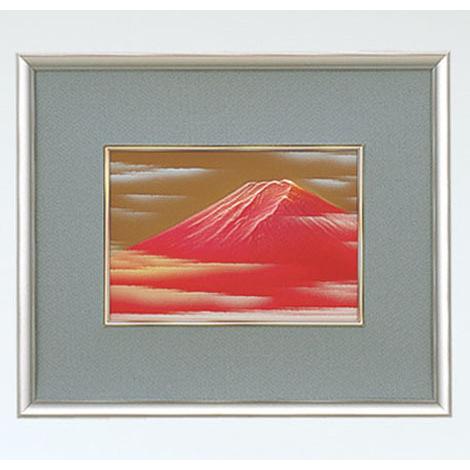 赤富士 立体 晴山 美術品 彫金画 壁掛け 縁起物