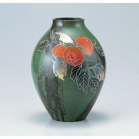 花瓶 花器 フラワーベース 新坪形 10号 柿 山本秀峰作 花びん 