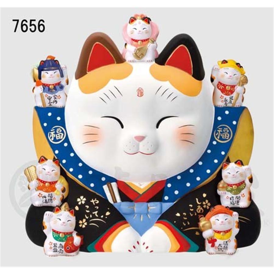 プレゼント対象商品 招き猫 置物 薬師窯 錦彩七福神福助招き猫 16号 まねきねこ 開運 ギフト 開店祝い 新築祝い 長寿祝い 快気祝い 還暦祝い 厄除け 贈り物 柔らかい Lanmexx Com