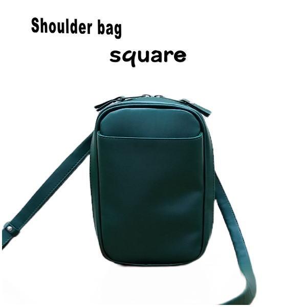 ショルダーバッグ「スクエア」 合成皮革グリーン square バッグ | 