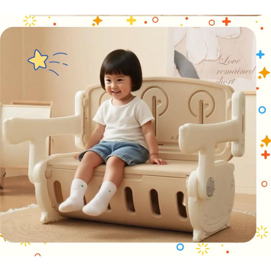 大人気！一体式デスク&チェア 子供用テーブルセット 多機能 キッズデスク テーブル 学習机 幼児机 学習デスク 収納付き プレゼント 1〜6才の画像