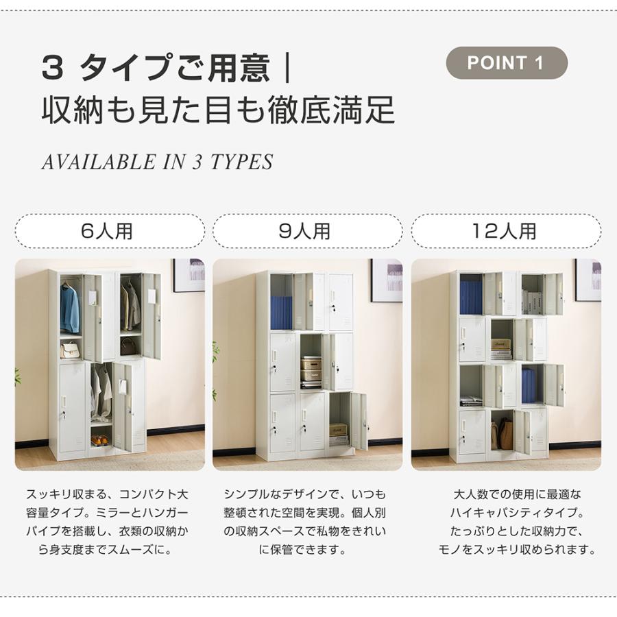 BTM スチールロッカー 6人用 ロッカー 鍵付き スチール製 更衣ロッカー
