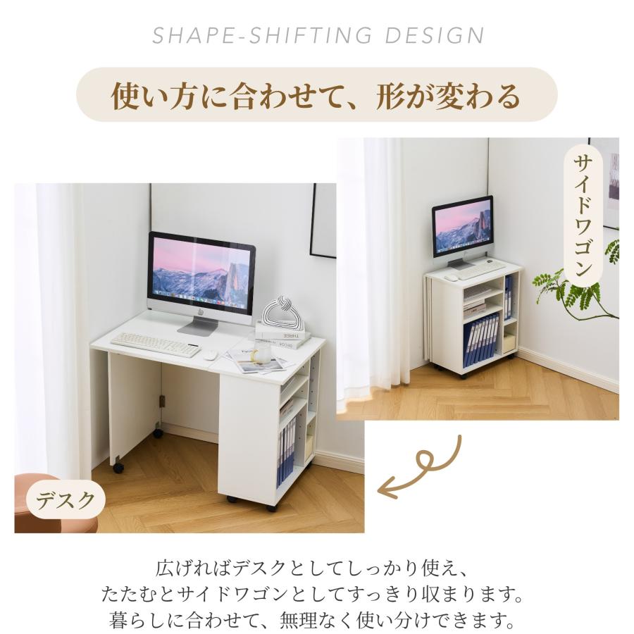 BTM 折りたたみデスク パソコンデスク デスク 机 配線穴付 キャスター