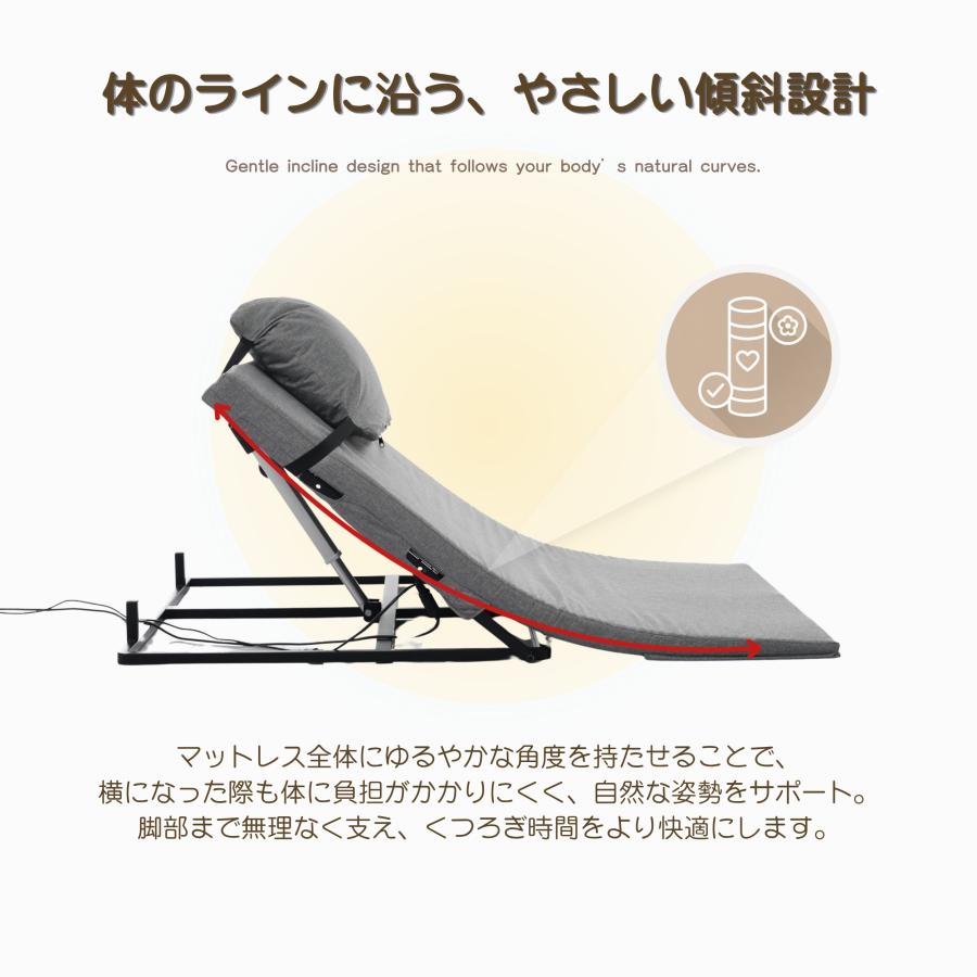 BTM 電動リクライニングマット 幅75CM 電動ベッド 2°~70°角度調節