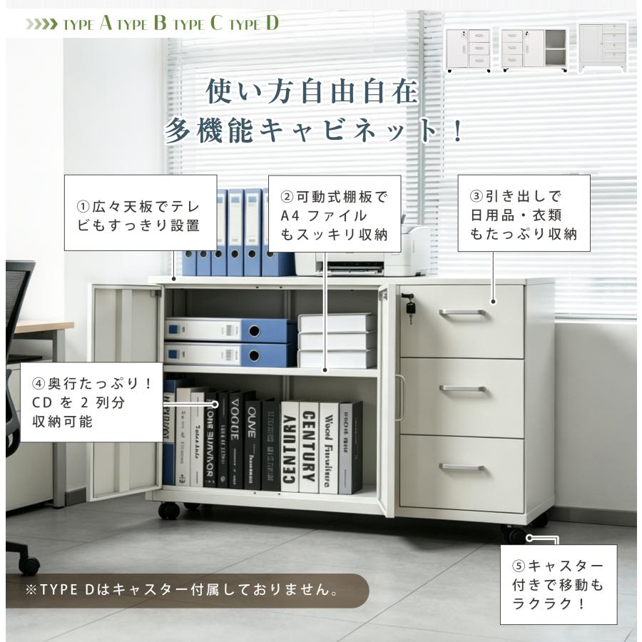 BTM 【全品10%OFF】オフィスワゴン スチール製 引き出し サイドボード
