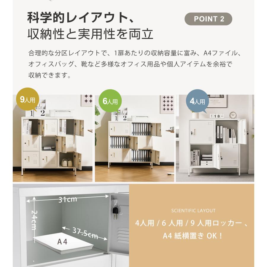 BTM 【全品10%OFF】スチールロッカー 4人用 ロッカー 鍵付き スチール