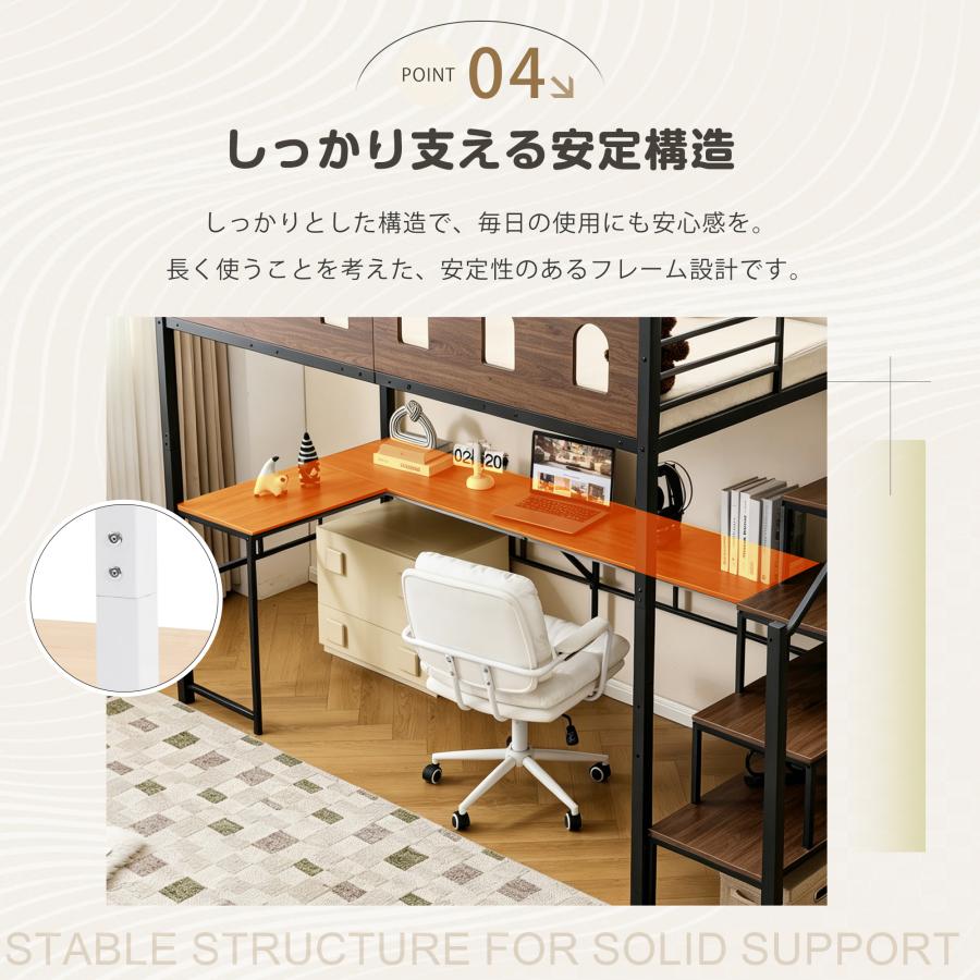 BTM 【全品5%OFF】ロフトベッド 階段 2way ベッド シングル パイプ