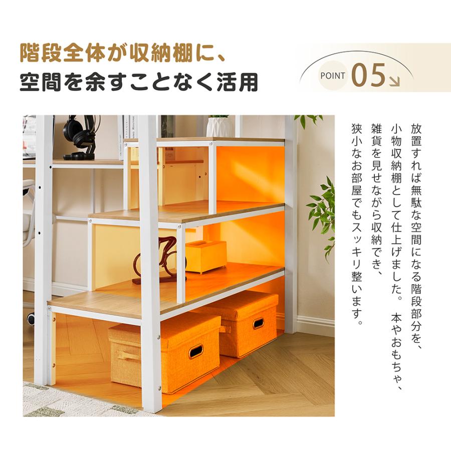 BTM 【全品5%OFF】ロフトベッド 階段 2way ベッド シングル パイプ