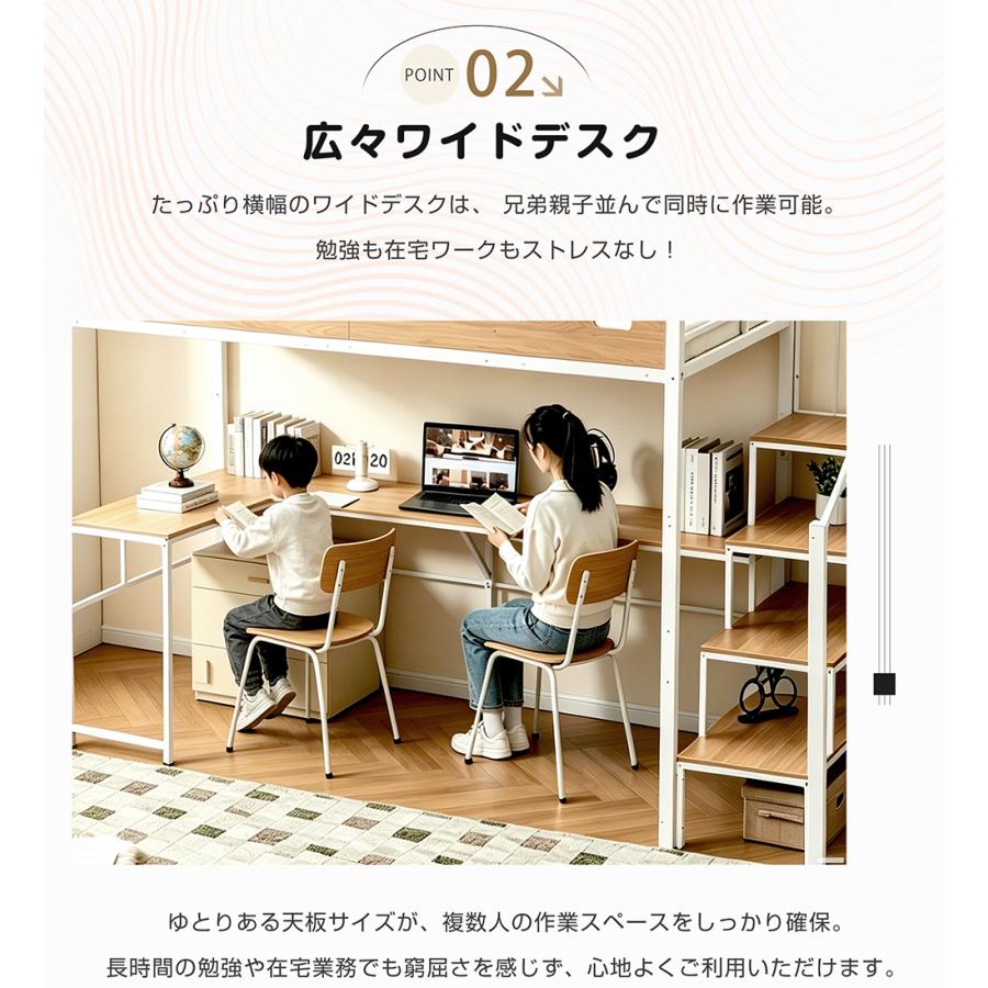 BTM 【全品5%OFF】ロフトベッド 階段 2way ベッド シングル パイプ