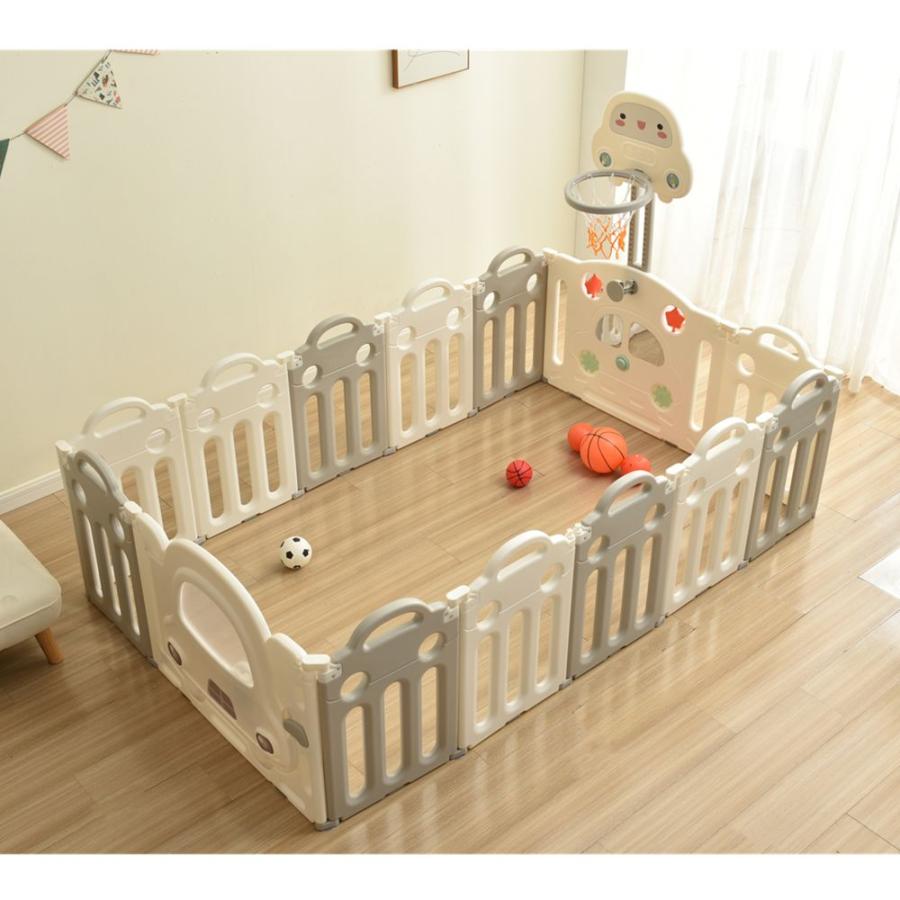 ベビーサークル 折りたたみ 14枚セット 扉付き バスケットゴール付き  
