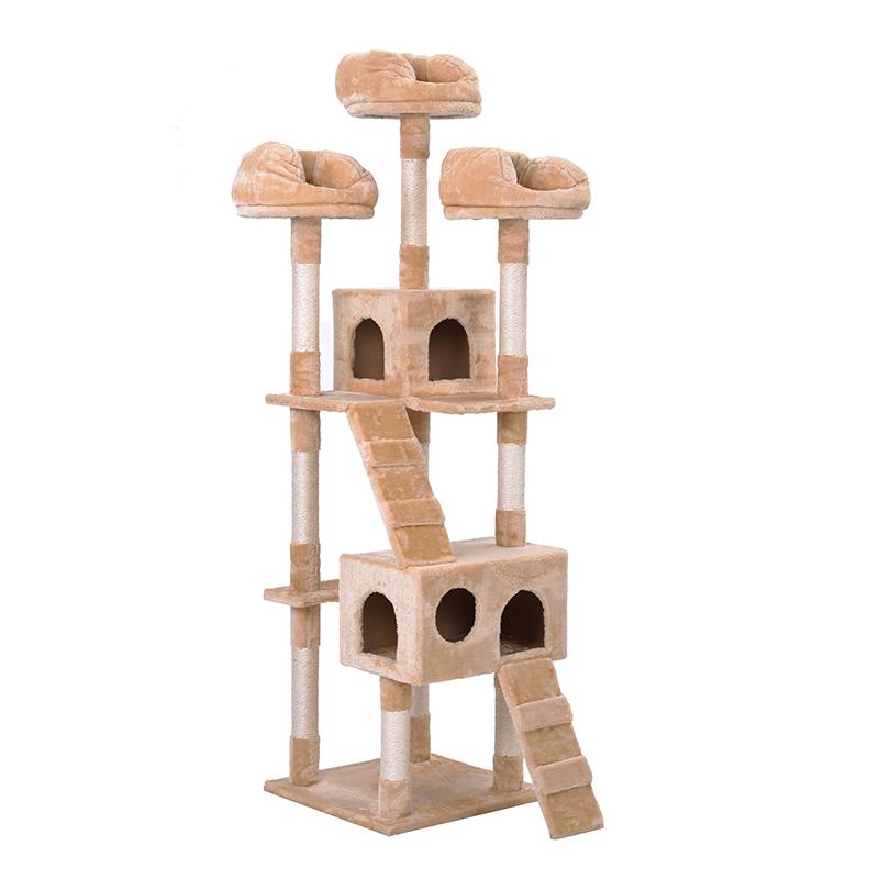 【全品10%OFF】据え置き 大型猫 猫用品 猫タワー 高級 組立簡単 爪とぎ 麻　ネコハウス付き 隠れ家 多頭飼い_6