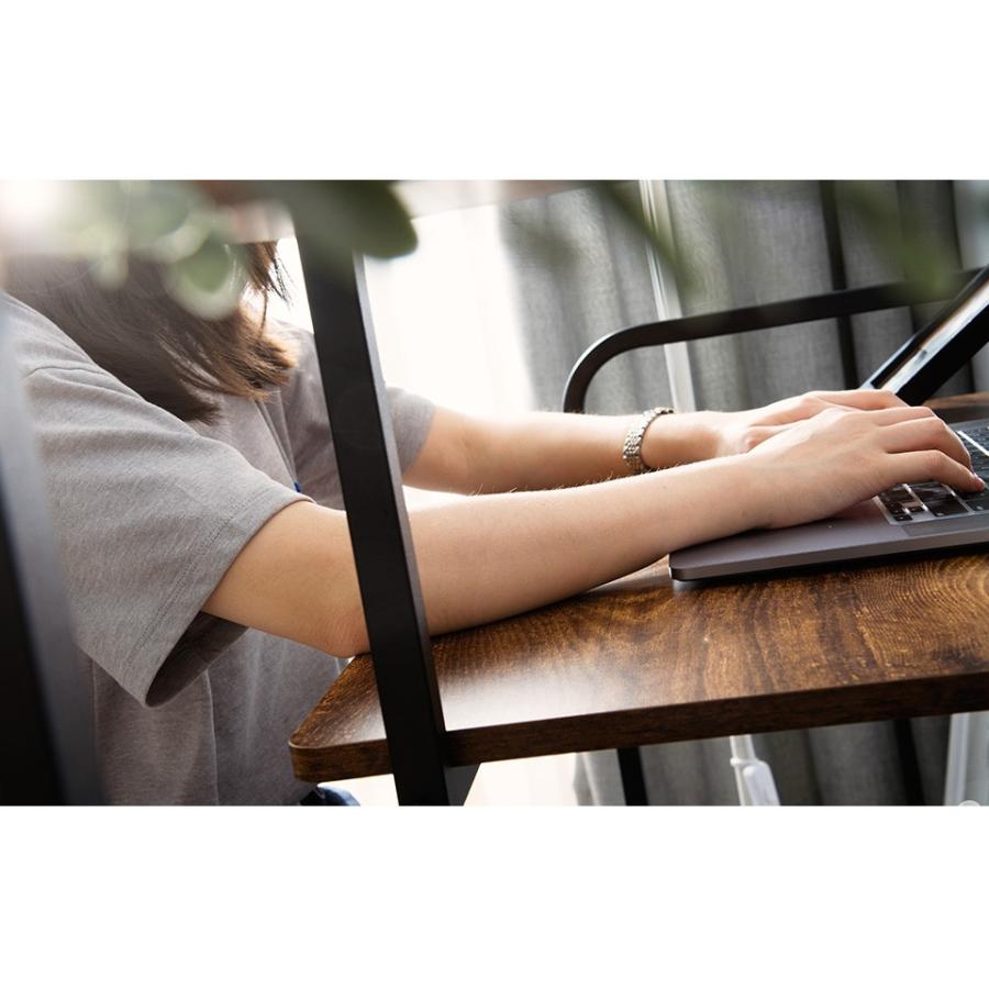 BTM パソコンデスク 引き出し付き 3段シェルフ付 木製 収納付 座デスク