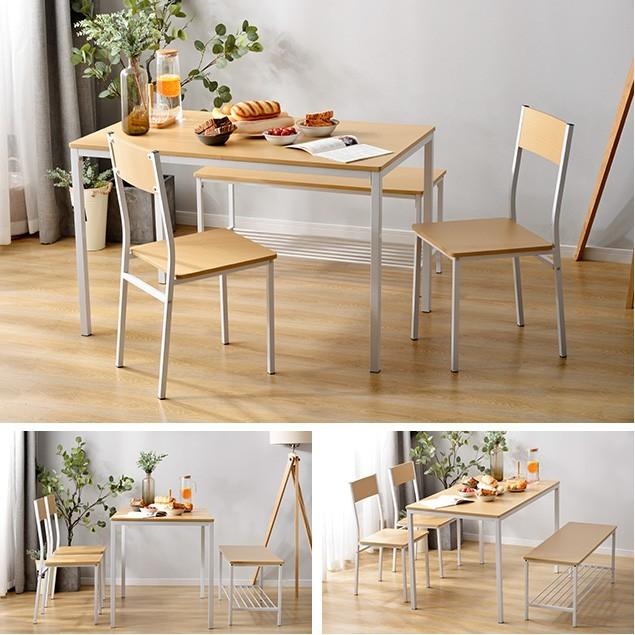 BTM ダイニングテーブルセット 4人用 120cm 木製 食卓テーブル 4
