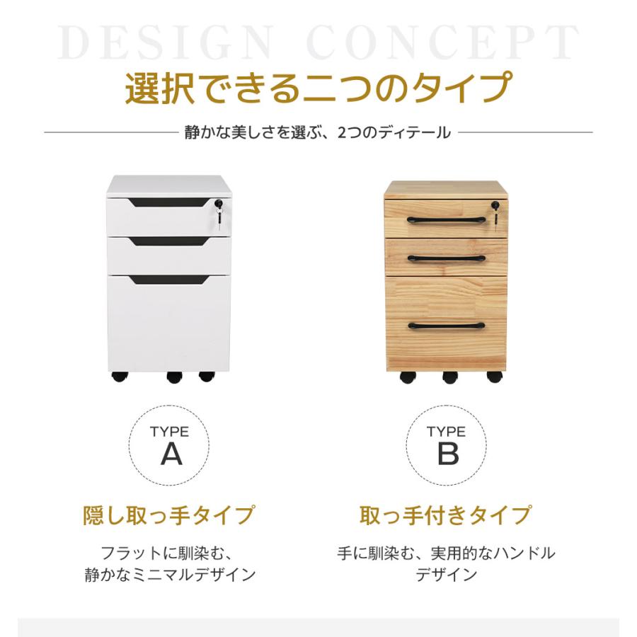 BTM 【全品10%OFF】【タイプB】デスクワゴン サイドチェスト 3段 大