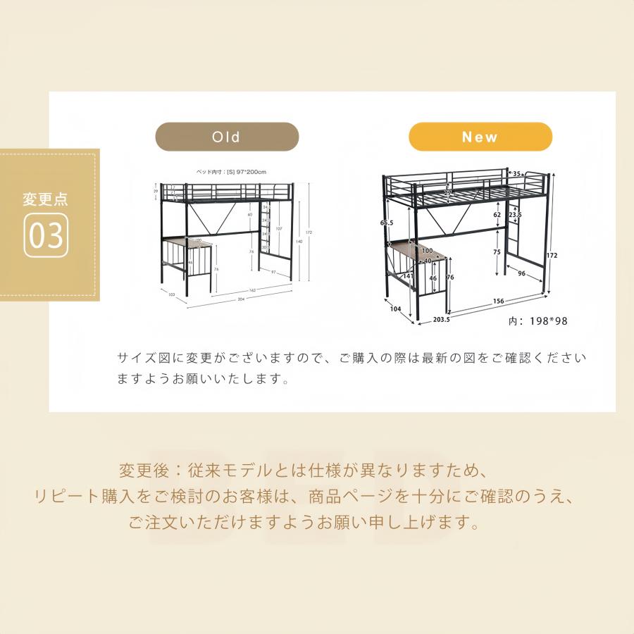 仕様変更再入荷・ロフトベッド【S・シングル】 デスク付き 子供部屋 BLACK BTM 【全品10%OFF】ロフトベッド シングルベッド パイプベッド デスク