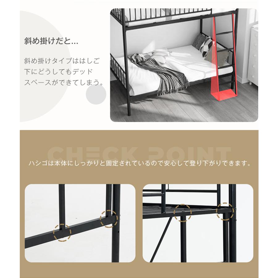 BTM ロフトベッド シングルベッド パイプベッド デスク付 2段ベッド 二
