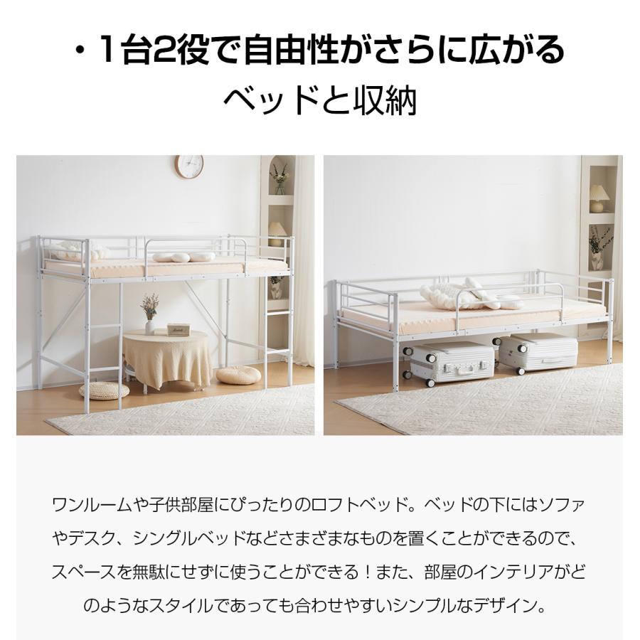 BTM ロフトベッド シングルベッド パイプベッド ロータイプ 分離 収納