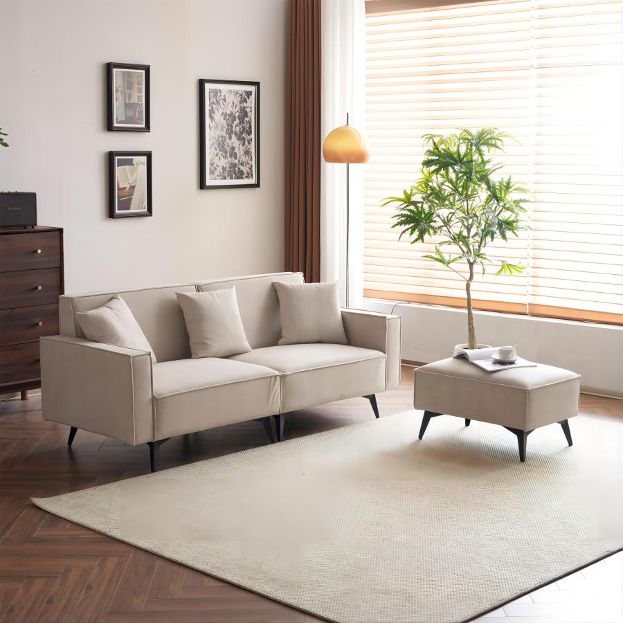 ソファーソファ3人掛けコンパクト幅153cmオットマン付き【オフホワイト