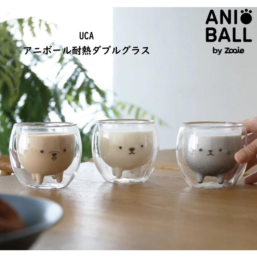 dsk.pig 耐熱グラス アニボール 耐熱ダブルグラス イヌ シロクマ ネコ