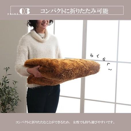 ラグ ルフォン 約200×250cm ブラウン/ベージュ/オレンジ/グリーン/グレー/ネイビー　シャギー コンパクト 制菌加工 洗える 床暖房 ホットカーペット対応 直送