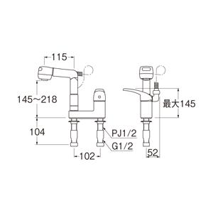 SANEI 三栄水栓 SAN-EI U-MIX シングルスプレー混合栓 洗髪用 K37100V