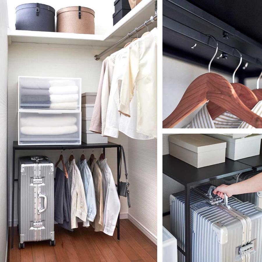 tower 山崎実業 伸縮キャリーケース上ラック タワー クローゼット 収納