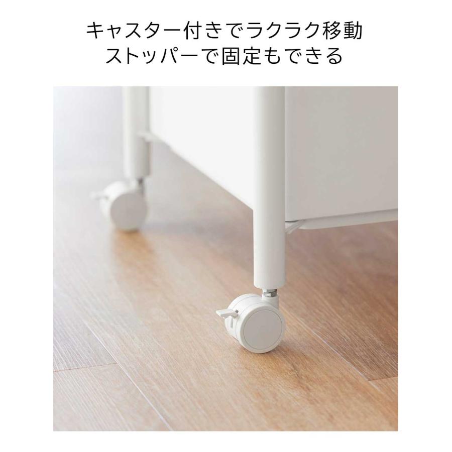 山崎実業 tower  小物トレー付き収納ワゴン 2段 タワー キャスター付き ランドリー バスケット yamazaki 公式 ブラック ホワイト 10183 10184の画像