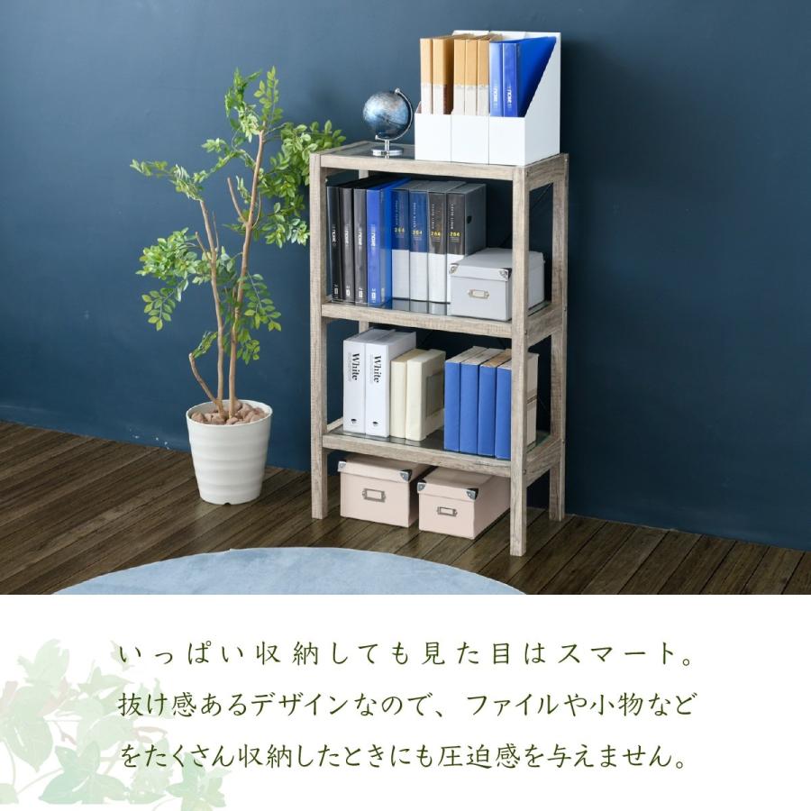 メーカー直送 ボタニカル 花台 鉢置き台 ラック 3段 フラワースタンド 古材 ガラス 観葉植物 インテリア 幅60 奥行30 高さ100_7